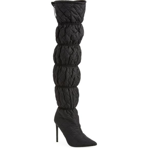 Steve Madden Womens Silhouette Puffer Over The Knee Boots Black Size 6 New - Picture 1 of 15
